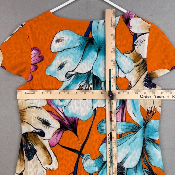 Chicos Dress Womens 000 Orange Floral Leopard Reversible Coastal Resort Vacation - Picture 9 of 13